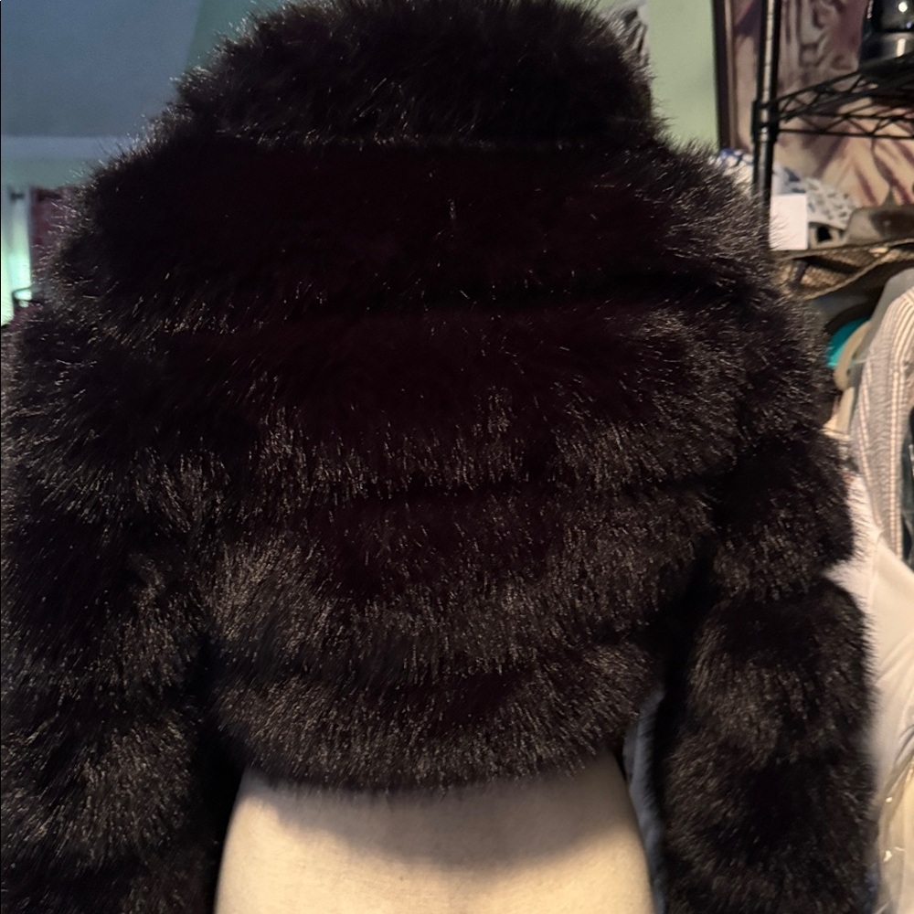 Luxurious Black Faux Fur Jacket - Picture 3 of 7